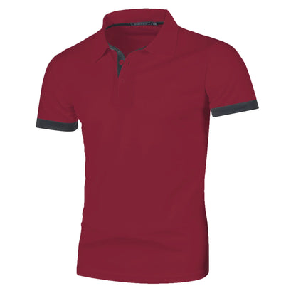 Men's short sleeve color matching fashion with men's lapel short sleeve