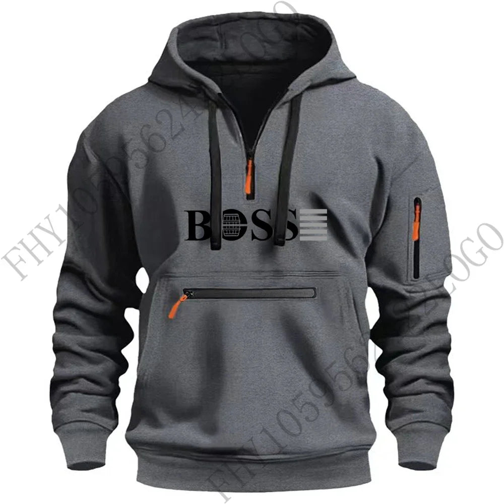Men's new digital printed sports multi-zipper long-sleeved hoodie