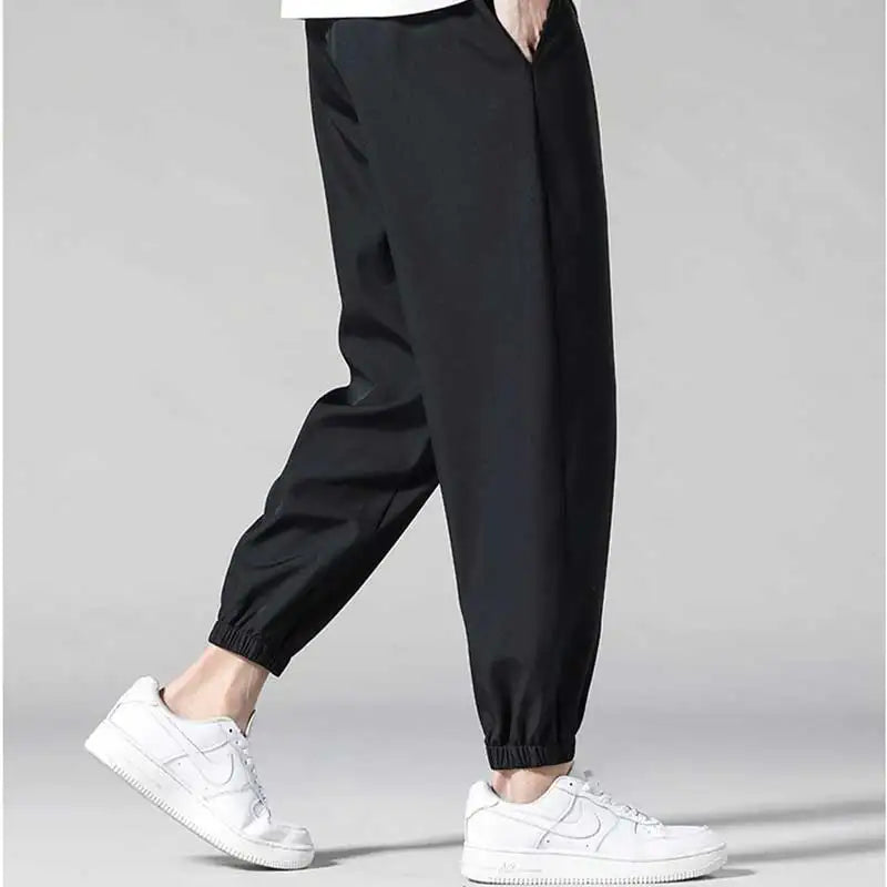 Ice silk pants for men in summer, thin casual pants