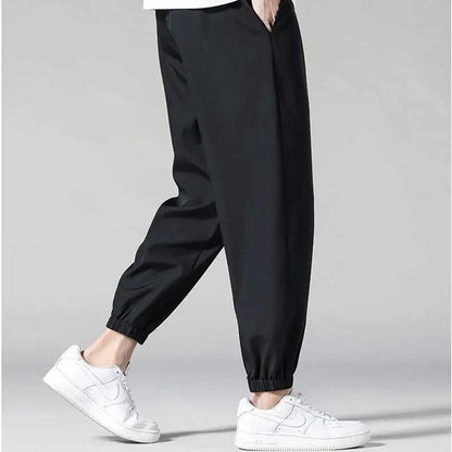 Ice silk pants for men in summer, thin casual pants