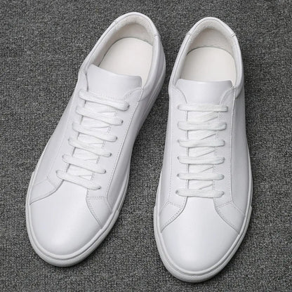 Cow Leather Platform Shoes for Men New Designer Fashion White Casual Sneakers