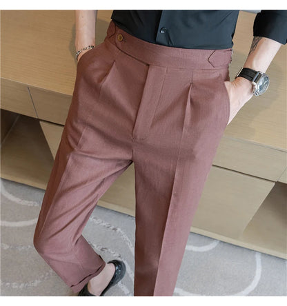 90% Linen 10% Cotton Suit Pants Naples Breathable