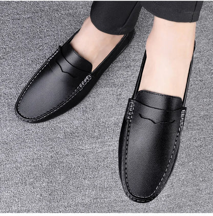 Leather men's shoes summer new driving flat casual style