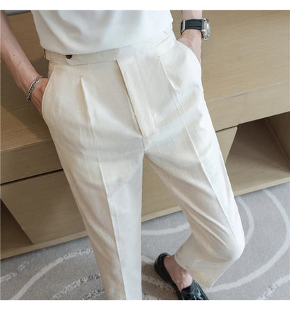 90% Linen 10% Cotton Suit Pants Naples Breathable