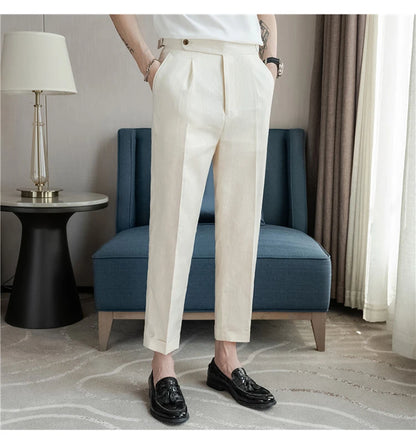 90% Linen 10% Cotton Suit Pants Naples Breathable