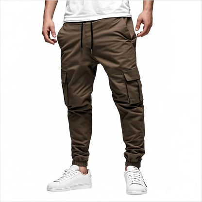 Men's Casual Multi-Pocket Elastic Waist Overalls Pants