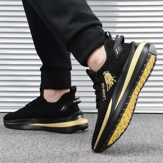 Men's Casual Sneakers - Summer Trendy Round-Toe Black Shoes