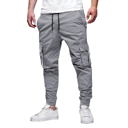 Men's Casual Multi-Pocket Elastic Waist Overalls Pants