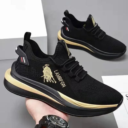 Men's Casual Sneakers - Summer Trendy Round-Toe Black Shoes