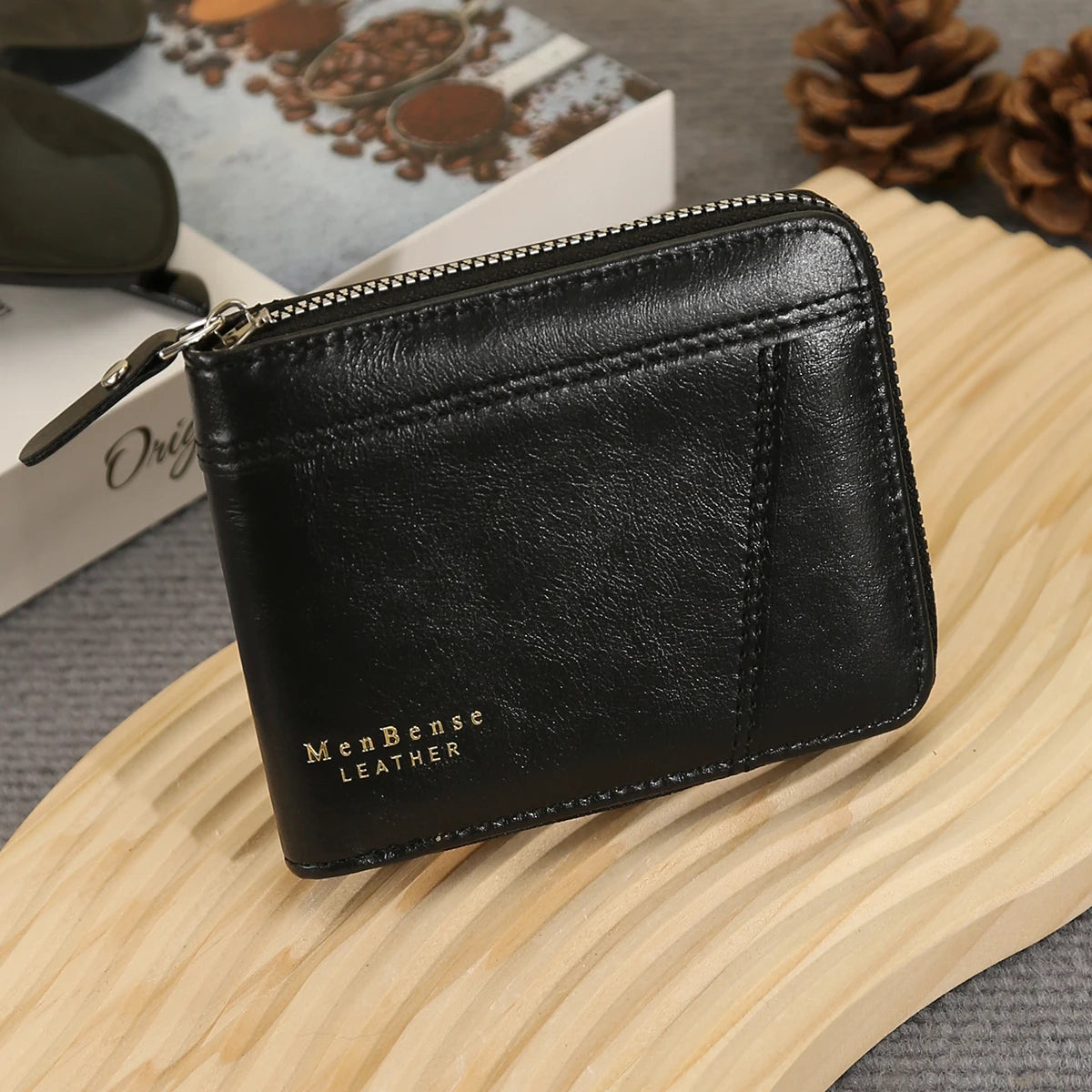 New Men's Business Wallet Classic Spliced Zipper