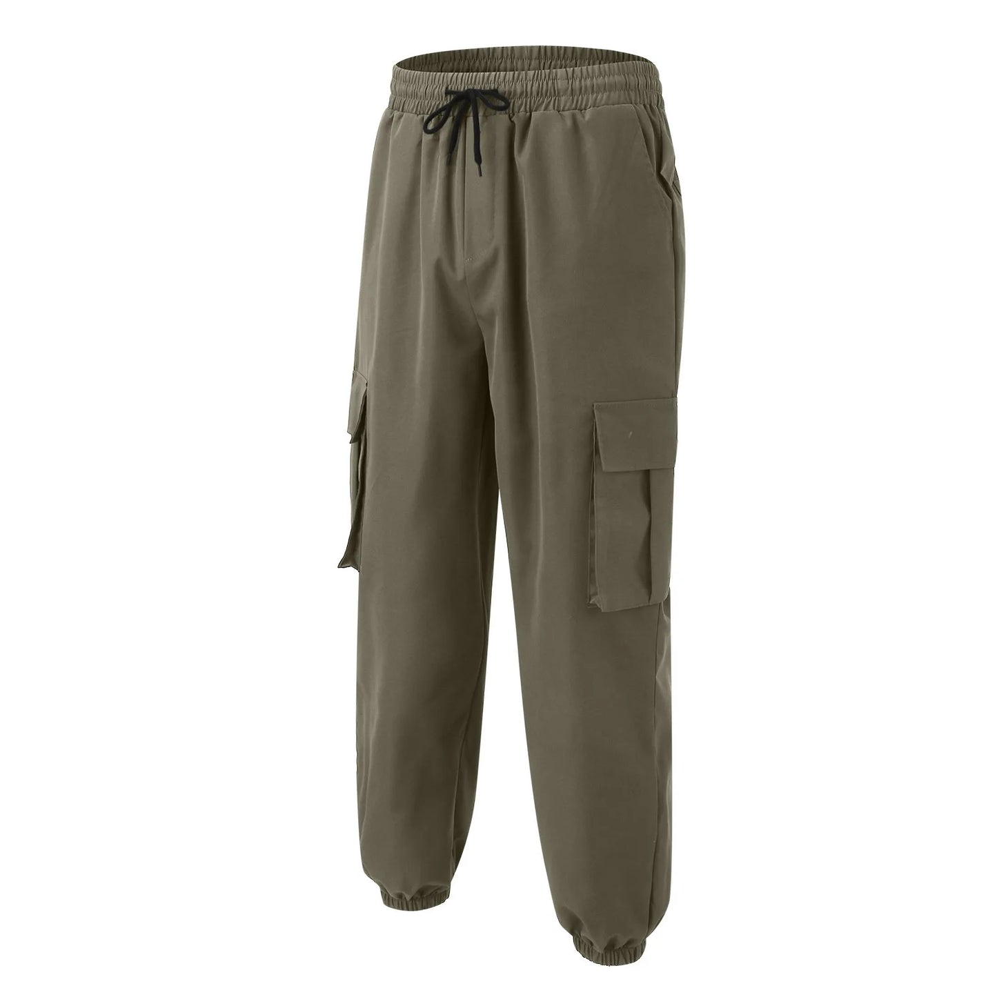 Men's Casual Multi-Pocket Elastic Waist Overalls Pants