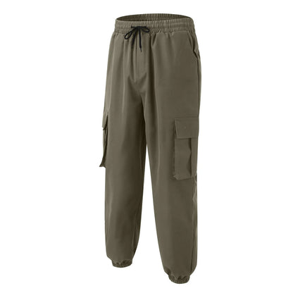 Men's Casual Multi-Pocket Elastic Waist Overalls Pants