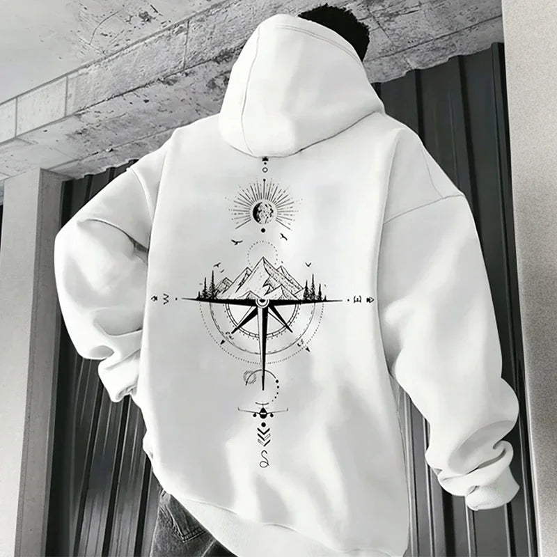 Vintage Compass Print Hoodies