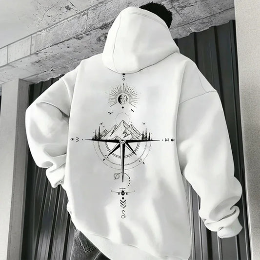 Vintage Compass Print Hoodies