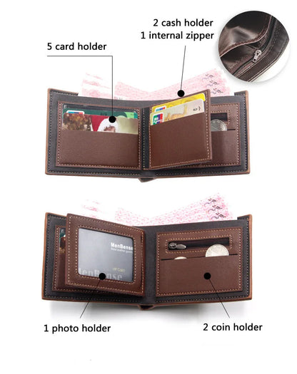 Short Men Wallets Slim Classic Coin Pocket Photo Holder
