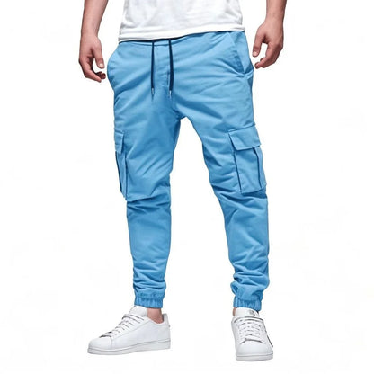 Men's Casual Multi-Pocket Elastic Waist Overalls Pants