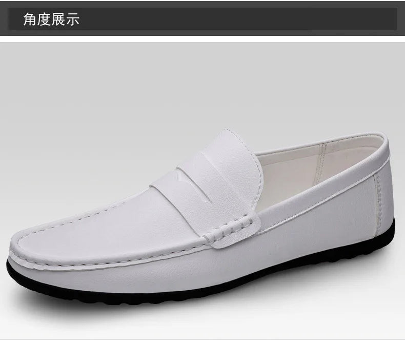 Leather men's shoes summer new driving flat casual style