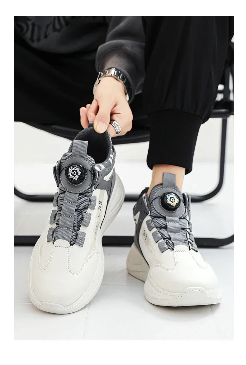 Men's Sneakers with Swivel Buckle, Comfortable, Non-slip, with Laces, Durable, for Outdoor Activities