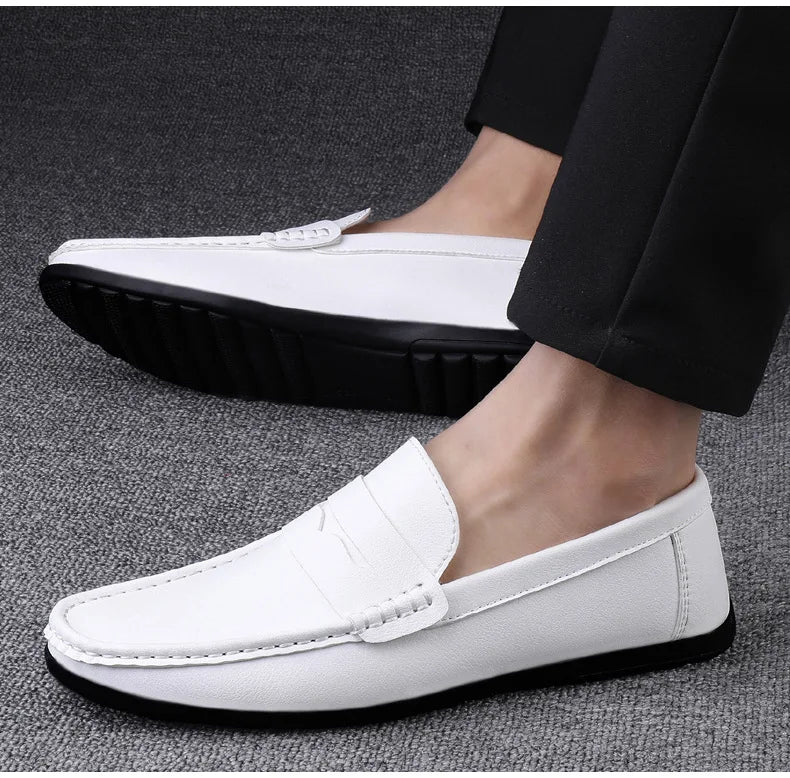Leather men's shoes summer new driving flat casual style