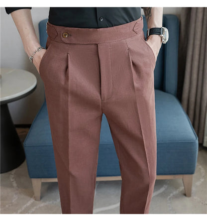 90% Linen 10% Cotton Suit Pants Naples Breathable