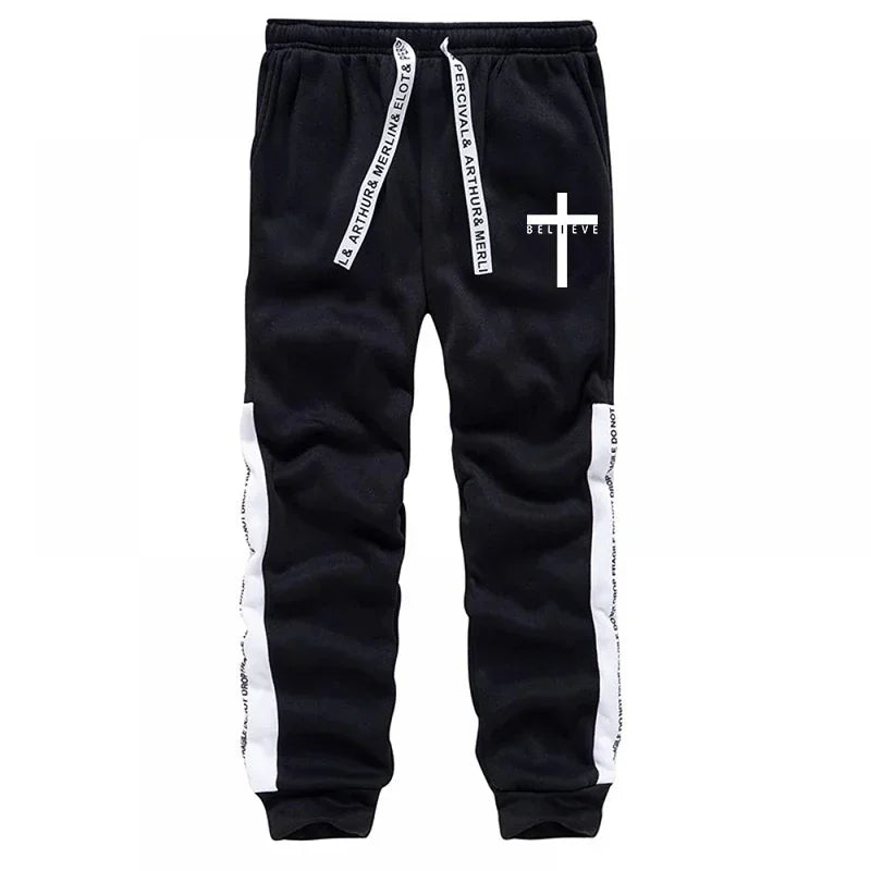 Cross Printed Male Hooded Sweatshirts