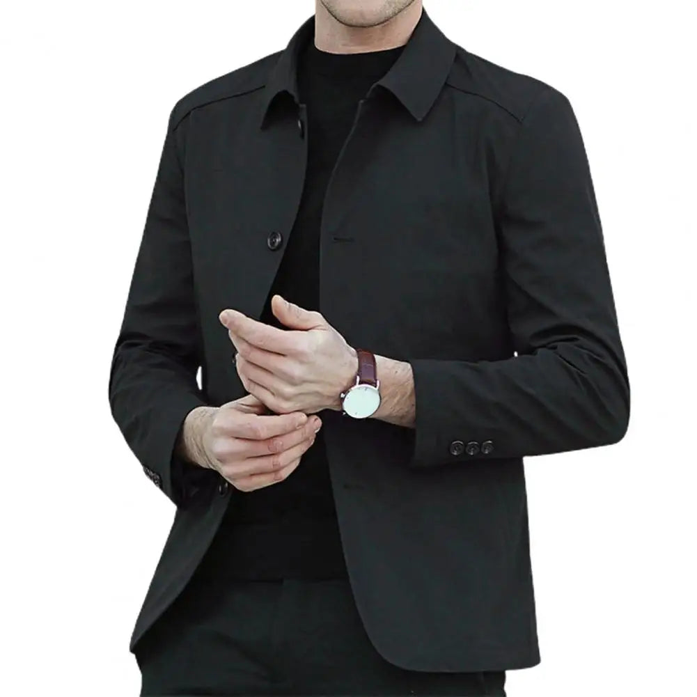 Men Outerwear Elegant Men's Mid Length Business Coat