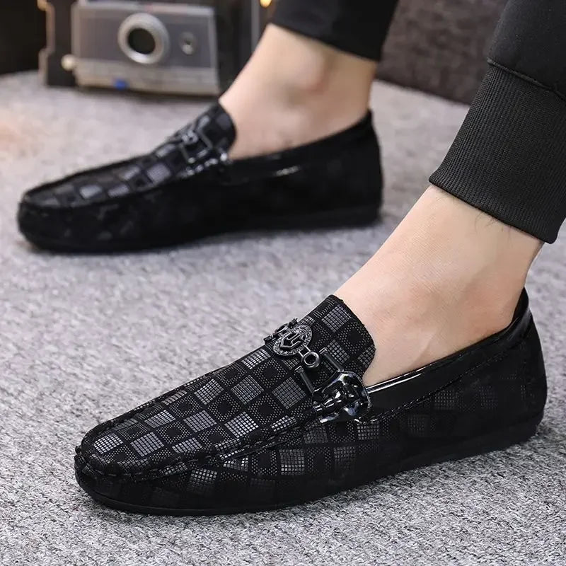 Leather Shoes for Men Round Toe Non Slip and Waterproof Loafers