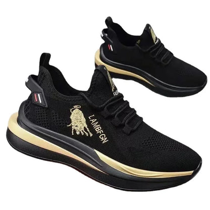 Men's Casual Sneakers - Summer Trendy Round-Toe Black Shoes