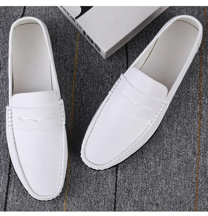 Leather men's shoes summer new driving flat casual style