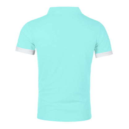 Men's short sleeve color matching fashion with men's lapel short sleeve