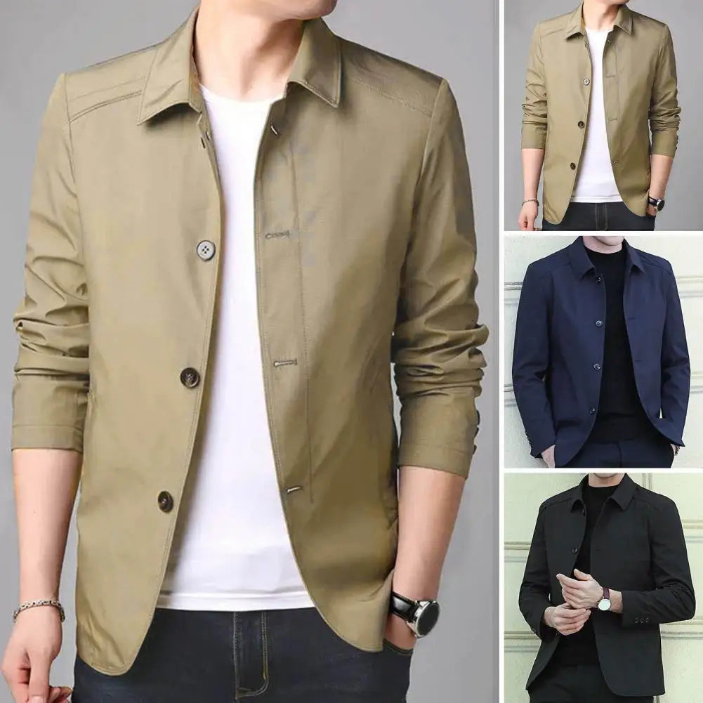 Men Outerwear Elegant Men's Mid Length Business Coat