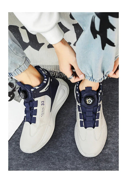 Men's Sneakers with Swivel Buckle, Comfortable, Non-slip, with Laces, Durable, for Outdoor Activities