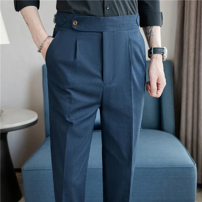 90% Linen 10% Cotton Suit Pants Naples Breathable