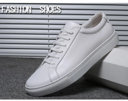 Cow Leather Platform Shoes for Men New Designer Fashion White Casual Sneakers