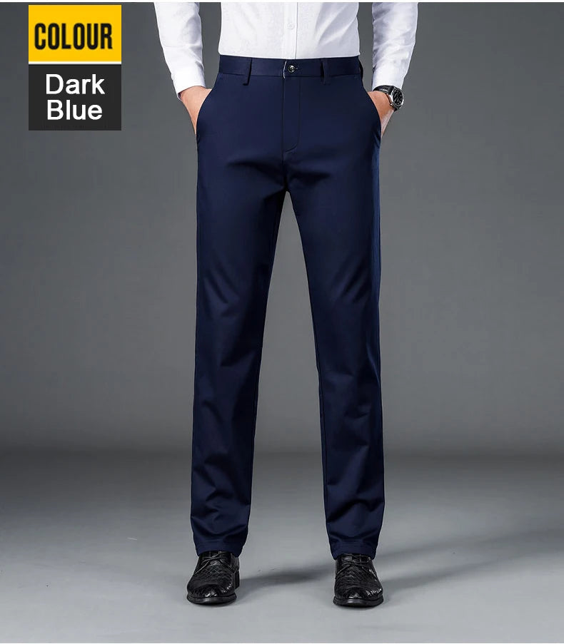 Men's lightweight business casual pants with micro elasticity