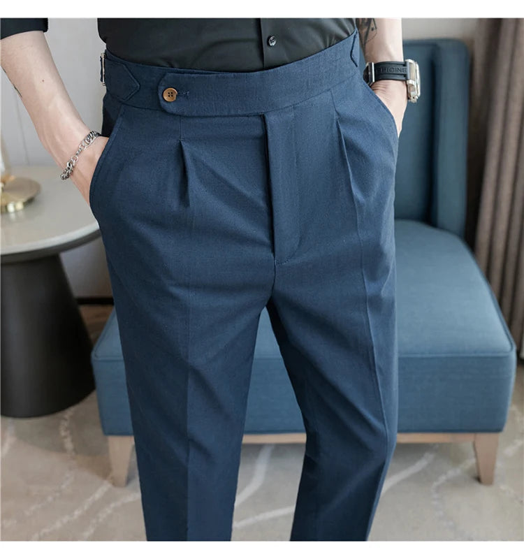 90% Linen 10% Cotton Suit Pants Naples Breathable
