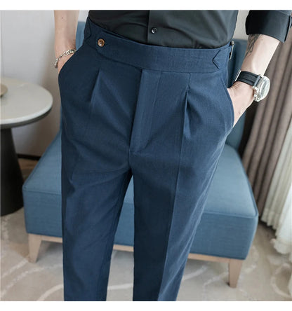 90% Linen 10% Cotton Suit Pants Naples Breathable