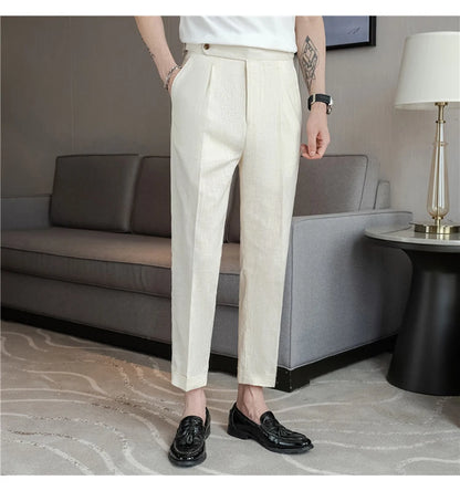 90% Linen 10% Cotton Suit Pants Naples Breathable